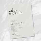 Oh Babies Sage Green Minimalist Script Baby shower Kaart