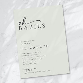 Oh Babies Sage Green Minimalist Script Baby shower Kaart