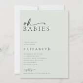 Oh Babies Sage Green Minimalist Script Baby shower Kaart (Voorkant)