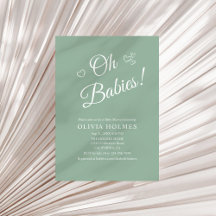 Oh Babies Sage Groene Tweeling Baby Shower Uitnodi