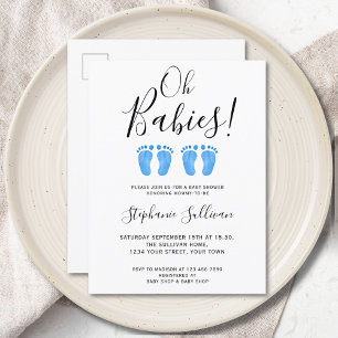 Oh Babies Tweeling Baby Shower Uitnodigingskaart Uitnodiging Briefkaart