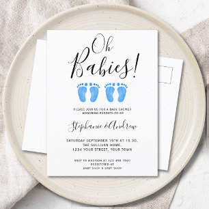 Oh Babies Tweeling Jongens Koppel Baby Shower Aankondigingskaart