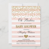 Oh Babies Tweeling Meisjes Roze Goud Baby Shower Kaart (Voorkant)