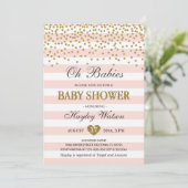 Oh Babies Tweeling Meisjes Roze Goud Baby Shower Kaart (Staand voorkant)