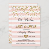 Oh Babies Tweeling Meisjes Roze Goud Baby Shower Kaart (Voorkant / Achterkant)