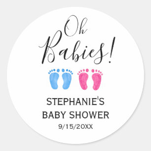 Oh Babies Tweeling Voeten Baby Shower Ronde Sticker