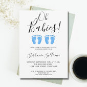 Oh Babies Twin Boys Baby shower Invitation Kaart