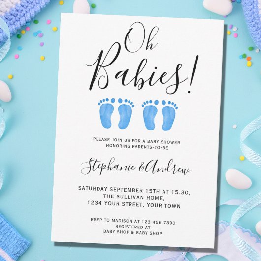 Oh Babies Twin Boys Couples Baby shower Uitnodigin Kaart