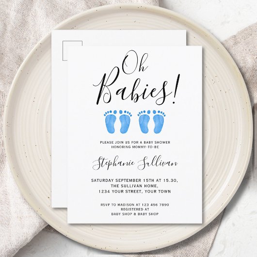 Oh Babies Twins Baby shower Invitation Briefkaart