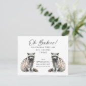 Oh Babies Twins On The Way Cute Raccoons Kaart (Staand voorkant)