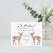 Oh Babies Twins On The Way Cute Twin Deer Fawns Kaart (Staand voorkant)