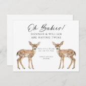 Oh Babies Twins On The Way Cute Twin Deer Fawns Kaart (Voorkant / Achterkant)