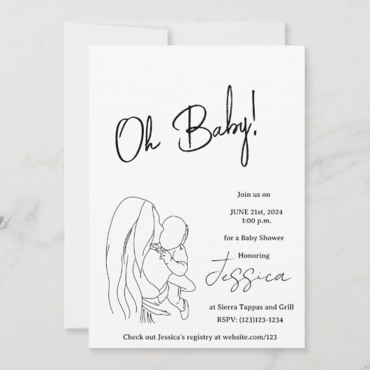 "Oh Baby!" 2024 baby shower Uitnodiging (Voorkant)