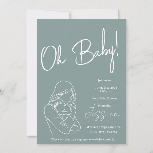 "Oh Baby!" 2024 baby shower Uitnodiging (Voorkant)