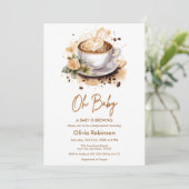 Oh Baby A Baby brouwt bruin koffie Baby shower Kaart (Staand voorkant)