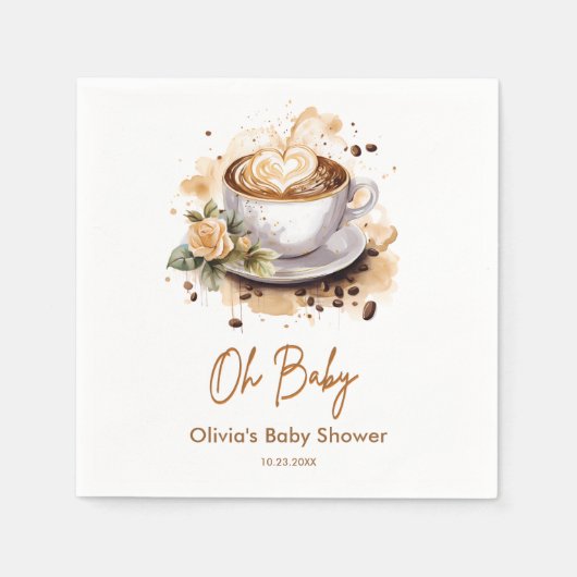 Oh Baby A Baby brouwt bruin koffie Baby shower Servet (Voorkant)
