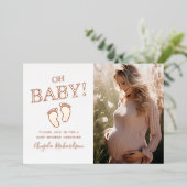 Oh Baby Aangepast foto-Baby shower Folie Uitnodiging (Staand Voorkant)