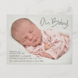 Oh Baby! Aankondiging moderne foto geboorte Briefkaart