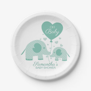 Oh Baby Adorable Mintgroene Olifant Baby Shower Papieren Bordje