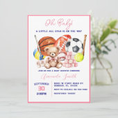 Oh Baby ALL STAR SPORT Baby Shower Invitation Kaart (Staand voorkant)