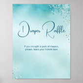 Oh baby aqua blauw baby shower luier loterij teken poster (Voorkant)