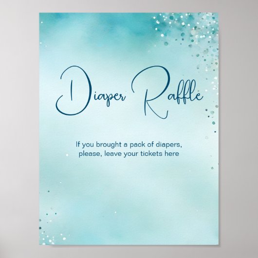 Oh baby aqua blauw baby shower luier loterij teken poster (Voorkant)