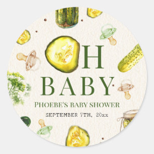 Oh Baby Augurken + Fopspenen Neutrale Baby Shower Ronde Sticker