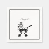 Oh Baby B/W Damask Pram Baby shower Napkins Servet (Voorkant)
