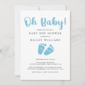 Oh Baby | Baby Feet Boy Blauw Baby shower Kaart (Voorkant)