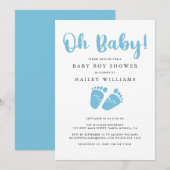 Oh Baby | Baby Feet Boy Blauw Baby shower Kaart (Voorkant / Achterkant)