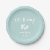Oh Baby | Baby Feet Mint Green Baby shower Papieren Bordje (Voorkant)