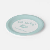 Oh Baby Baby Feet Mint Green Baby shower Papieren Bordje (Gekanteld)