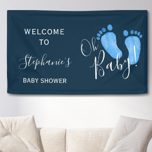 Oh Baby Baby Feet Navy Blue Baby shower Welkom Spandoek