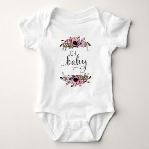 Oh Baby   Baby Girl Boho Bloem Feather Frame Tutu Romper