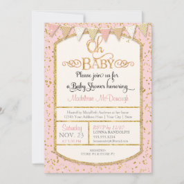 OH Baby Baby Girl Shower Typografie Gold Glitter Kaart