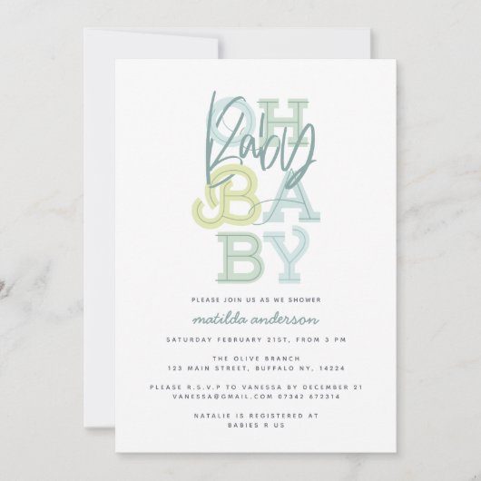 Oh baby baby modern baby shower feest (Voorkant)