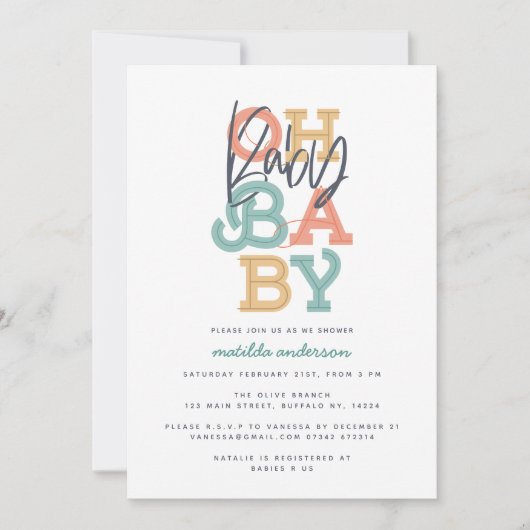 Oh baby baby modern baby shower feest (Voorkant)