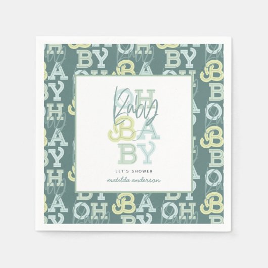Oh baby baby modern baby shower feest servet (Voorkant)