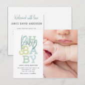 Oh baby baby moderne foto geboorteaankondiging briefkaart (Voorkant / Achterkant)
