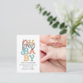 Oh baby baby moderne foto geboorteaankondiging briefkaart (Staand voorkant)