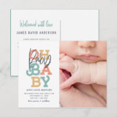 Oh baby baby moderne foto geboorteaankondiging briefkaart (Voorkant / Achterkant)