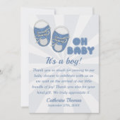 Oh Baby | Baby Shoes Dusty Blue Boy Baby shower Bedankkaart (Voorkant)