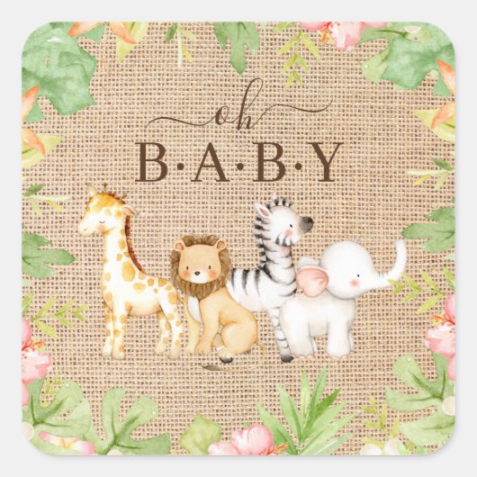 Oh Baby Baby shower 7" Bord Square Sticker (Voorkant)