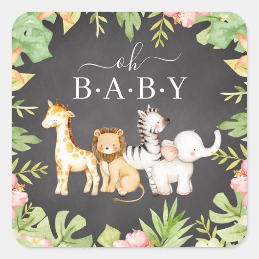 Oh Baby Baby shower 7" Bord Square Sticker (Voorkant)