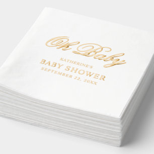 Oh Baby Baby Shower Elegante Script Eenvoudig Aang Folie Servetten