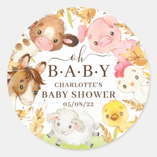 Oh Baby Baby shower Favor Ronde Sticker (Voorkant)