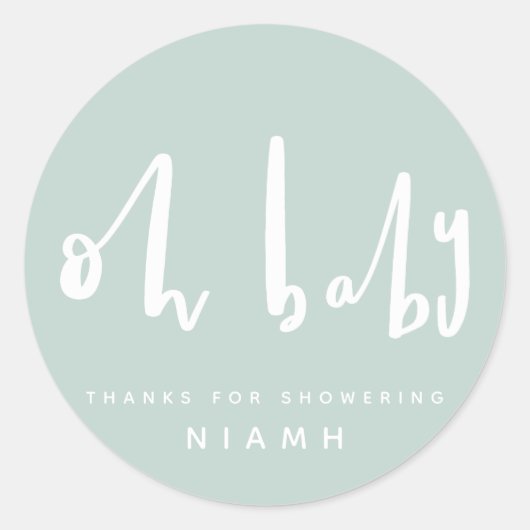 Oh baby, baby shower feest dank u stickers (Voorkant)