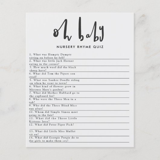 Oh, baby, baby shower feest spel flyer (Voorkant)