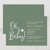 Oh Baby Baby shower Groen Genderneutraal Kaart (Voorkant / Achterkant)