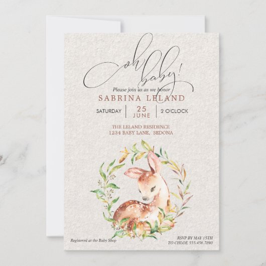 Oh Baby! Baby Shower Herten & Jong in Bladrijke Kr Kaart (Voorkant)